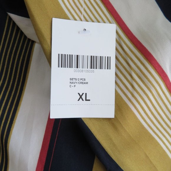 Forever 21 Contemporary Pants XL Wide Leg Palazzo Striped Navy Cream NWT - Picture 10 of 10